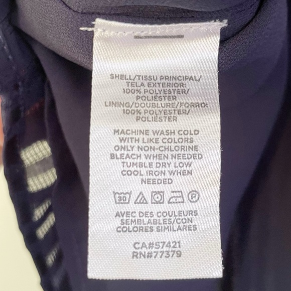 Ann Taylor Tie Neck Tunic Top Deep Navy Blue Longsleeve L Large - Picture 8 of 9